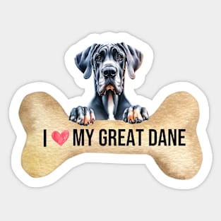 I Love My Great Dane Sticker